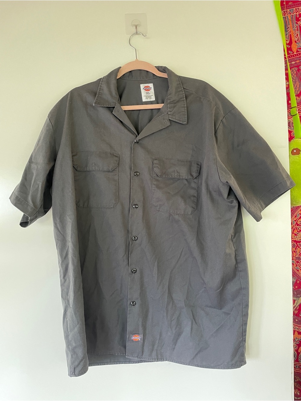 Dickies Short-Sleeve Button-Down Work Shirt in Gray